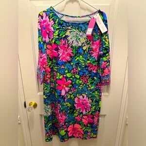 Lilly Pulitzer Braedyn ChillyLilly UPF 50+ Dress, Festive Fantasy, size L, NWT